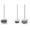 Image de Nedis - Câble Lightning - USB mâle pour Micro-USB de type B Lightning mâle - 1 m - blanc - rond