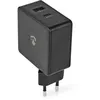 Image de Nedis - Adaptateur secteur - 45 Watt - 3 A - 2 connecteurs de sortie (USB, 24 pin USB-C) - noir