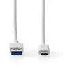Image de Nedis - Câble USB - 24 pin USB-C (M) pour USB type A (M) - USB 3.1 Gen 2 - 20 V - 5 A - 2 m - rond, Alimentation USB (5A, 100 W) - blanc