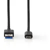 Image de Nedis - Câble USB - 24 pin USB-C (M) pour USB type A (M) - USB 3.1 - 20 V - 5 A - 2 m - rond, Alimentation USB (5A, 100 W) - noir