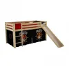 Image de Vipack Pino Lit Compact Avec Toboggan Pin Massif Nature + Rideau De Lit Pirate