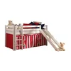 Image de Vipack Pino Lit Mezzanine Avec Toboggan Pin Massif Blanc + Rideau De Lit Chucky