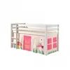 Image de Vipack PINO Lit sureleve en pin massif avec sommier Blanc + Rideau de lit Spring