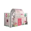 Image de Vipack Pino Lit Sureleve Pin Massif Avec Sommier Blanc + Rideau + Tunnel De Lit + 3 Pochettes Spring