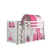 Image de Vipack Vipack Pino Lit Sureleve Avec Sommier Blanc + Rideau + Tunnel De Lit + 3 Pochettes Little Princess