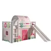 Image de Vipack Vipack Pino Lit Mezzanine Blanc Avec Toboggan + Rideau Et Tunnel De Lit + 3 Pochettes Spring