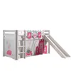 Image de Vipack Vipack Pino Lit Mezzanine Avec Toboggan Pin Massif Blanc + Little Princess Rideau Et 3 Pochettes