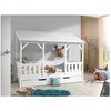 Image de Vipack Vipack Malia Lit Cabane 90x200 Avec Toit Blanc + Lit Gigogne