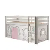 Image de Vipack Pino Lit Sureleve En Pin Massif Avec Sommier Blanc + Rideau De Lit Birdy