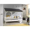 Image de Vipack Vipack Malia Lit Cabane 90x200 Avec Toit Noir + Sommier 16 Lattes 90x200cm Beige