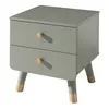 Image de Vipack Table de chevet à 2 tiroirs Billy Bois Vert olive