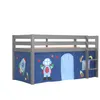 Image de Vipack Vipack Lit Enfant Surélevé Pino 90x200cm Gris + Rideau De Lit Astro