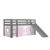 Image de Vipack Vipack Lit Enfant Surlev Avec Toboggan Pino 90x200cm Gris + Rideau De Lit Birdy