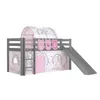 Image de Vipack Vipack Lit Enfant Surlev Avec Toboggan Gris + Rideau Et Tunnel De Lit + 3 Pochettes Birdy