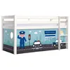 Image de Vipack Pino Lit Sureleve En Pin Massif Avec Sommier Blanc + Rideau En 4 Parties Policier