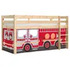 Image de Vipack PINO Lit Compact Pin Massif Naturel + Rideau pour lit en 4 parties Pompiers