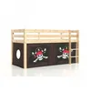 Image de Vipack PINO Lit Compact Pin Massif Naturel + Rideau en 4 parties Pirate des Caraibes