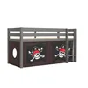 Image de Vipack Lit Enfant Surlev Pino 90x200cm Gris + Rideau En 4 Parties Pirate Des Caraibes