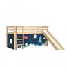 Image de Vipack Pino Lit Compact Avec Toboggan Pin Massif Nature + Rideau En 4 Parties Espace