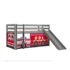 Image de Vipack Pino Lit Mezzanine Avec Toboggan Pin Massif + Rideau De Lit Firemen