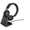 Image de Jabra Evolve2 65 MS Stereo - Micro-casque - sur-oreille - Bluetooth - sans fil - USB-C - isolation acoustique - noir - avec support de chargement