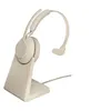 Image de Jabra Evolve2 65 UC Mono - Micro-casque - sur-oreille - convertible - Bluetooth - sans fil - USB-C - isolation acoustique - beige - avec support de chargement