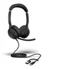 Image de Jabra Evolve2 50 MS Stereo - Micro-casque - sur-oreille - sans fil, filaire - Suppresseur de bruit actif - USB-C, USB-A - Certifié pour Microsoft Teams