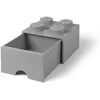 Image de LEGO pierre de rangement avec tiroir 4 plots 25 x 17 cm polypropylène gris