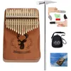 Image de Kalimba piano à pouce 17 touches en bois acajou parfait pour debutants enfants