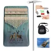 Image de Kalimba piano à pouce 17 touches en bois acajou parfait pour debutants enfants