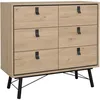 Image de Commode RY 6 tiroirs dÃ©cor chÃªne Jackson Hickory