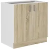 Image de Meuble bas SARA - 2 portes - Décor chêne sonoma - L80xP48xH82 cm - Plan de travail non inclus - Fabriqué en Pologne