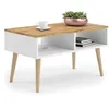 Image de Table basse scandinave chÃªne sonoma avec pieds en bois - L 90 x P 50 x H 55 cm - SANDI