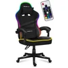 Image de Chaise gaming HUZARO FORCE 4.4 LED RVB Noir, Hauteur réglable, Support Lombaire, Têtière, Chaise bureau, Ergonomique, Pc gaming