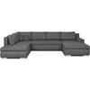 Image de Canapé d'angle panoramique convertible - 7 places - INDIAN - Tissu 100% polyester - Gris - L360 x P228 cm