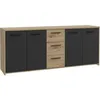 Image de BUFFET PILVI - STYLE CONTEMPORAIN - PARTICULES MÃLAMINÃ -DÃCOR CHENE ARTISAN ET NOIR- 4 PORTES + 3 TIROIRS - L179,2 X P42 X H