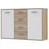 Image de PILVI Buffet bas 2 portes 4 tiroirs - Blanc et chene sonoma - L 122,6 x P 34,2 H 88,1 cm
