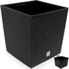 Image de Bac Ã Fleurs Anthracite 64 L Aspect Polyrotin Pot De Fleurs Avec PoignÃ©e JardiniÃ¨re IntÃ©rieur ExtÃ©rieur JardiniÃ¨re Cache-Pot