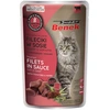 Image de Super Benek sans céréales filets cuits à la vapeur 28 x 85 g pour chat - boeuf, tomates en sauce