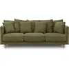 Image de CanapÃ© fixe 4 places CONSTANCE - Tissu vert - Pied en bois massif - L 212 x H 87 x P 93 cm