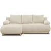 Image de Canapé D'Angle Gauche Convertible Mika 3 Places - Velours Côtelé Beige - Coffre De Rangement - L218 X P98/145 X H84 Cm