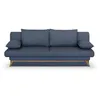 Image de Banquette convertible - 3 places - NAOTO - Tissu bleu foncÃ© - Coffre de rangement - 202 x 98 x 98 cm