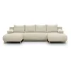 Image de CanapÃ© panoramique convertible - 6 places - MIKA - Velours cÃ´telÃ© Beige - Coffre de rangement - 313 x 84 x 145 cm