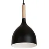 Image de Suspension Noak Ã 1 Lampe, Noire/Bois Naturel