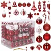 Image de Boule d'arbre de Noël - SPRINGOS® - 153 pièces - Incassables - Rouge - Plastique