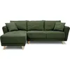 Image de Canapé d'angle convertible réversible 3-4 places CLAUDIUS - Tissu Vert olive - Coffre de rangement - L 244 x P 158 x H 95 cm