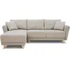 Image de Canapé d'angle convertible réversible 3-4 places CLAUDIUS - Tissu Beige - Coffre de rangement - L 244 x P 158 x H 95 cm