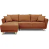 Image de Canapé d'angle convertible réversible 3-4 places CLAUDIUS - Tissu terracota - Coffre de rangement - L 244 x P 158 x H 95 cm