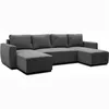 Image de Canapé d'angle convertible panoramique PHARELL 5/6 places - Tissu velours côtelé anthracite - Coffre de rangement - L297 x P155 x H7