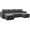 Image de CanapÃ© d'angle convertible panoramique PHARELL 5/6 places - Tissu velours cÃ´telÃ© anthracite - Coffre de rangement - L297xP155xH85cm